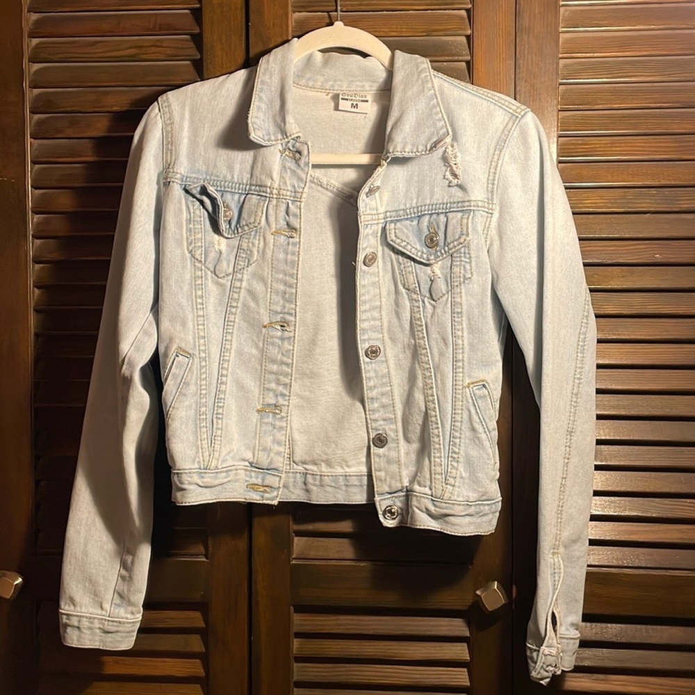 Distressed Light Blue Jean Jacket